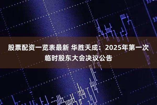 股票配资一览表最新 华胜天成：2025年第一次临时股东大会决议公告